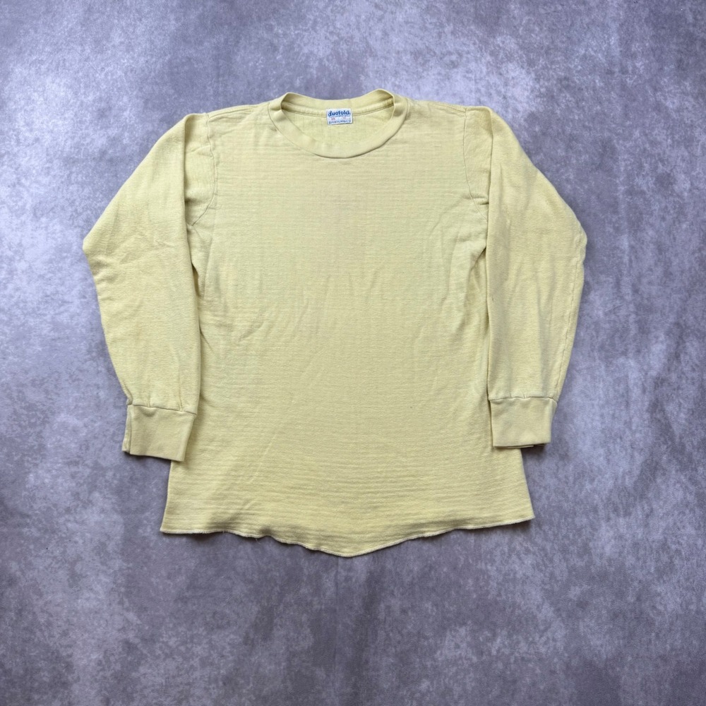 Vintage Duofold Two Layer Fabric Long Sleeve Shirt Yellow Size 16 Base Layer